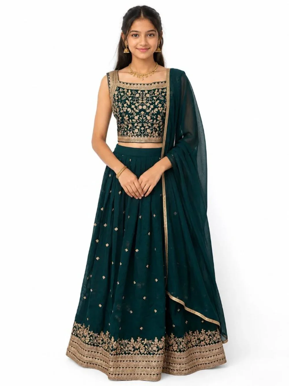 Emerald Green Embroidered Lehenga Set | Indian Wedding & Festive Wear